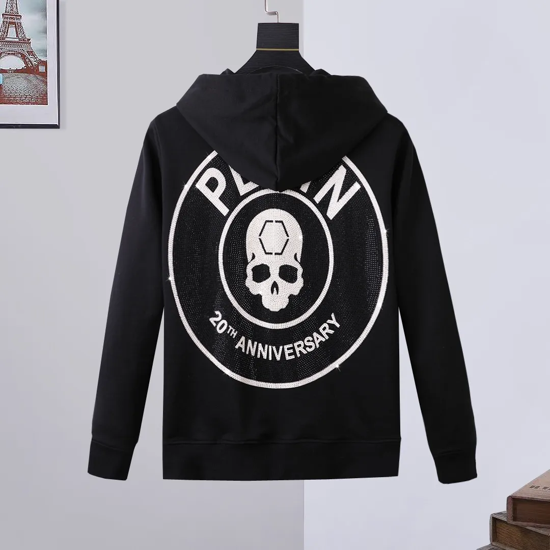 Plein björn märke varm tjock tröja hip-hop lös karakteristisk personlighet skalle pullover rhinestone lyx mäns hoodie 81436