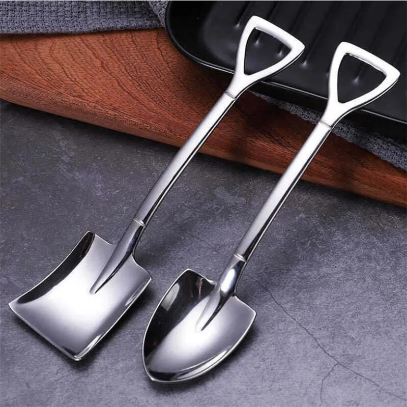 Stainless Steel Spade Spoon Set Creative Shovel Shape Watermelon Spoon