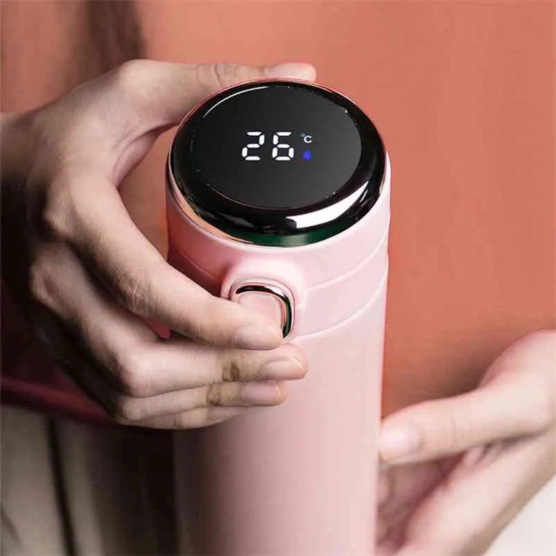 Aço inoxidável Smart Thermos Thermos Temperatura Display Flasks de Vácuo Caneca Chá Caneca de Leite Thermo Garrafa de Água 210913