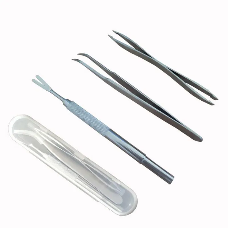 3 pcs pet tratamento de pulga tick ferramentas de remoção conjunto de aço inoxidável forquilha tweezers clipe suprimentos de estimação tick ferramenta de remoção de pulgas
