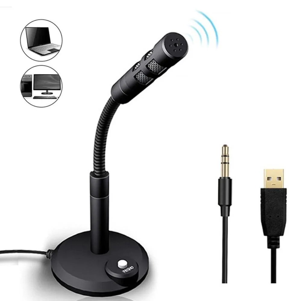 Studio 3,5 mm avec support de support USB Microphone de bureau PC Mini ordinateur portable