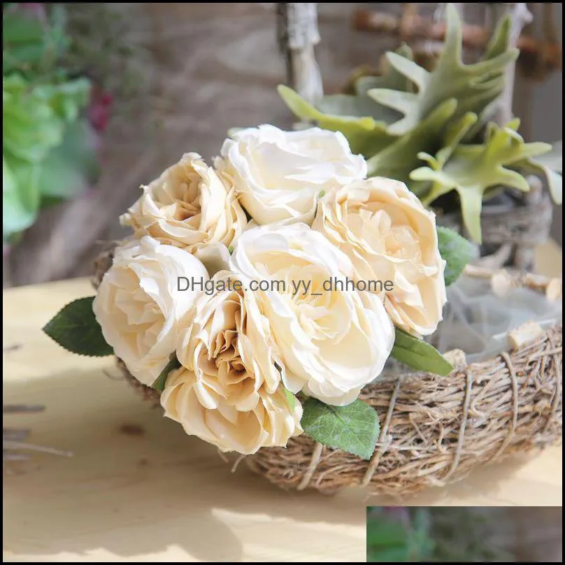 Artificial Rose Flowers Wedding bouquet White Pink Thai Royal Rose Silk flowers Home Decoration Wedding Party Decor