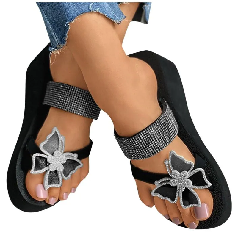 Zapatillas para mujer niñas perla plana plana estilo estilo casual playa zapatos cuñas verano hembra flip flops