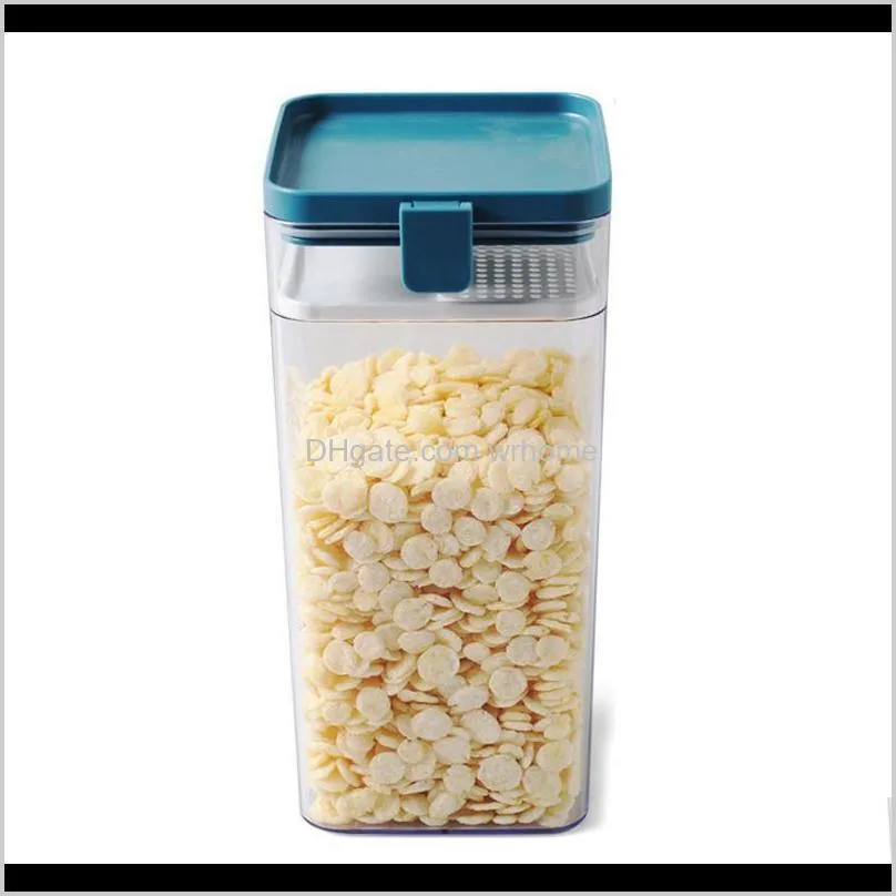 1pcs Plastic Container Sealing Storage Canister With Lid Cereal Containers Flour Tank For Kitchen 500/1000/1600ml PW Bottles & Jars