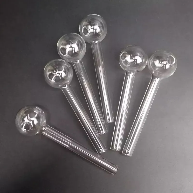 4.1 inch Long Clear Glass Pipe 105mm Length Oil Nail Burning Jumbo Pipes Pyrex Glass Burner Concentrate 10.5cm Thick Transparent durable Smoking Tubes for smokers