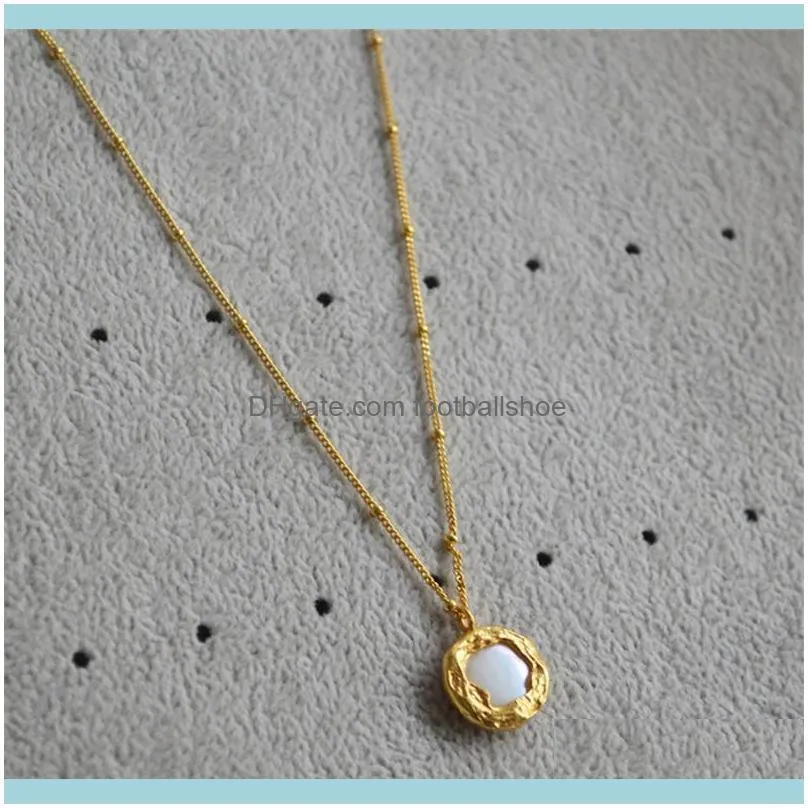 Vintage Copper Gold Plated Simple Button Pearl Elegant Fold Strap Collarbone Chain Necklace Party Available Wholesale Chains