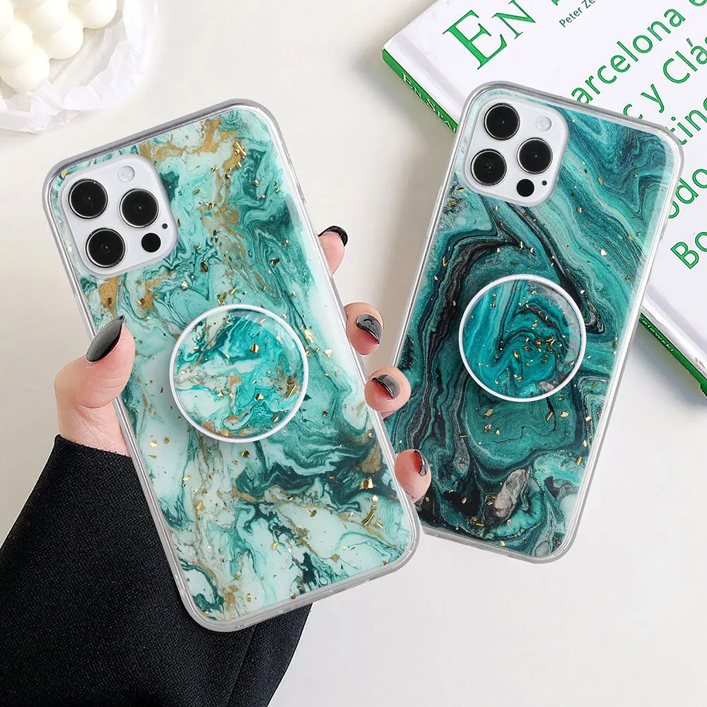 Gradient Marble Phone Cases For Xiaomi Redmi Note 10Pro 10S 9 9S Mi 11 Lite 10T Pro POCO F3 Stand Holder Soft Back Cover