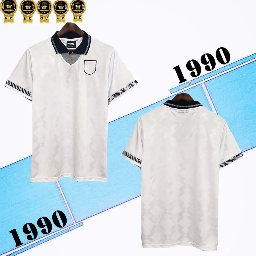 Velvet Name 1990 Retro-Fußballtrikot Heim Weiß SHEARER SHERINGHAM BECKHAM Männer OWEN SCHOLES 90 Klassisches Fußballtrikot