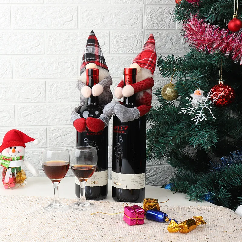 Navidad Muñeca sin rostro Botella de vino Decoración Navidad Santa Botellas Cubierta Suministros decorativos al por mayor Nordic