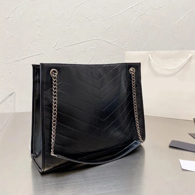 Classic Niki Tote Shopping Bag Women Handbag Black Large Capacity Package Shoulder Commuter Bags Magnet Seal Genuine Leather Fashion Handbags
