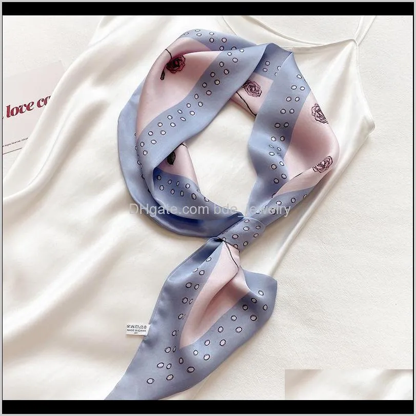 2020 new 100% pure silk scarf for women print neck scarf fashion hijab headband beach stole foulard female scarves