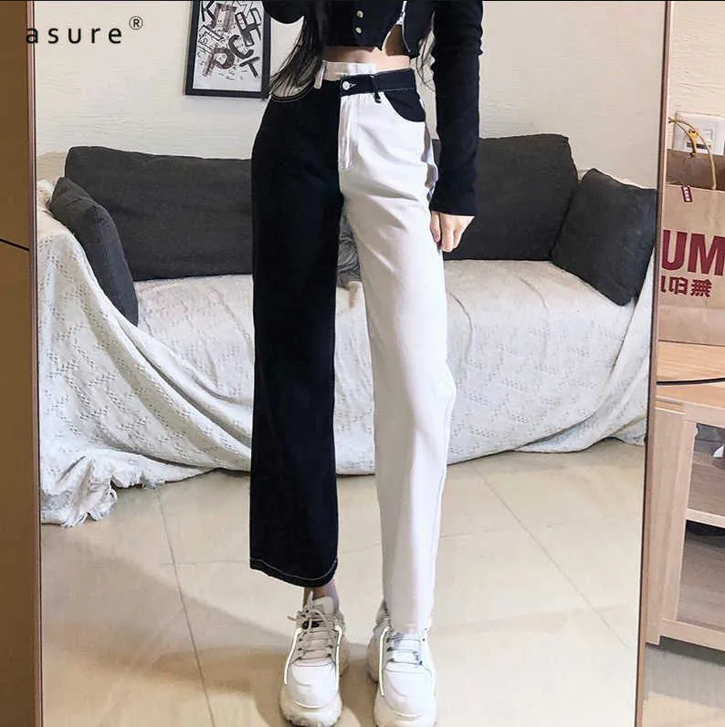 Damen Mom Jeans für Mädchen Mode Hosen Damen Thermohose Y2k Streetwear Elastic Baggy Jean Femme Kleidung LQ6944W0I 210712