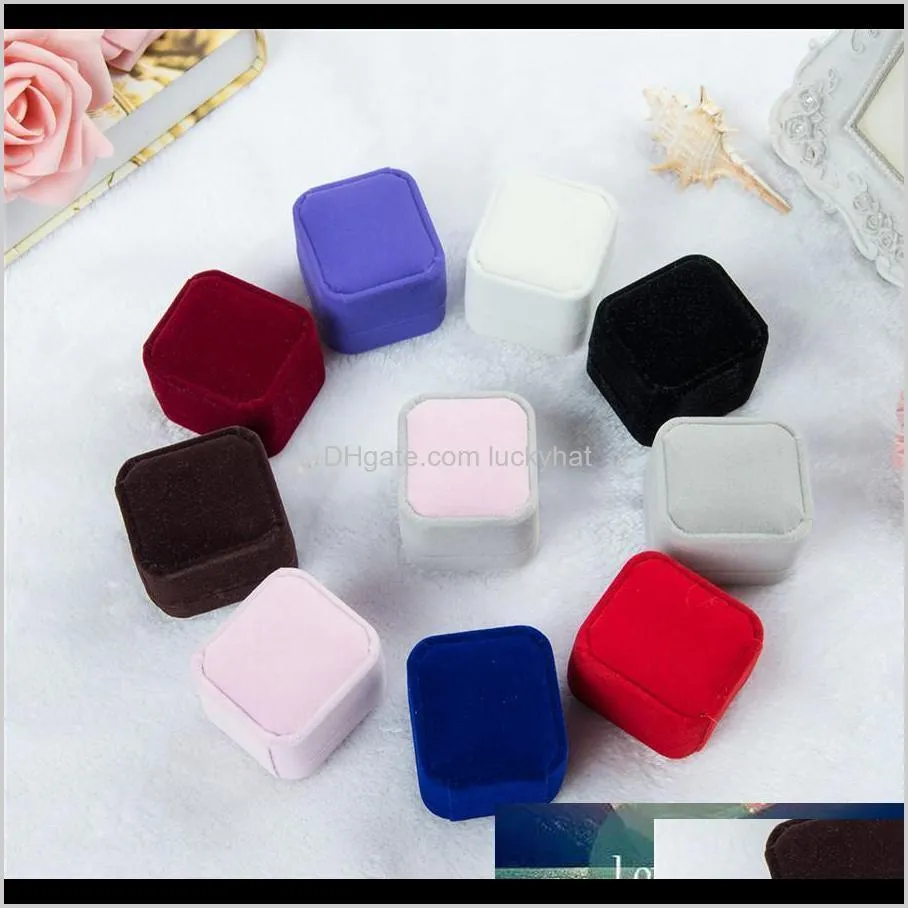 fashion velvet jewelry boxes cases for only rings & stud earrings 12 color jewelry gift packaging & display size 5cm*4.5cm*4cm