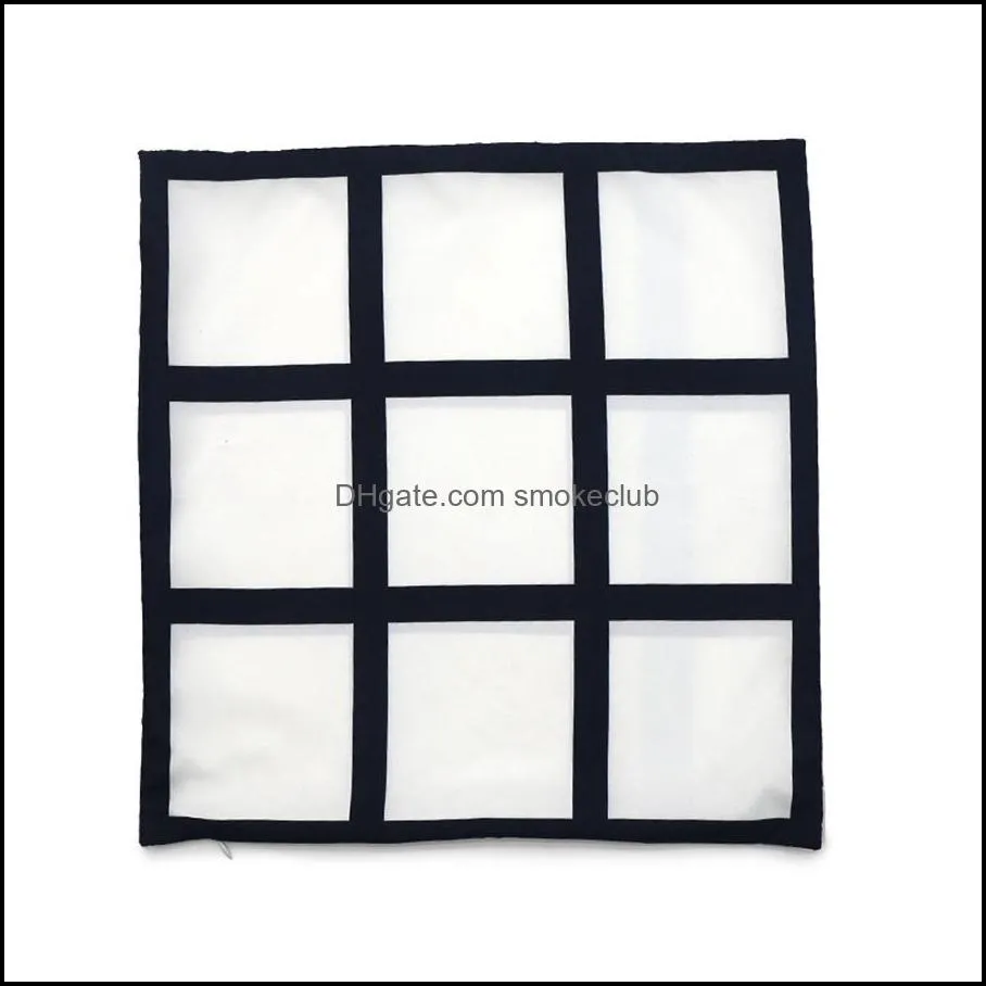 40*40cm Blank Sublimation Pillow Case Black Grid Heat Transfer Throw Cushion Cover Peach Skin Velvet Home Sofa Pillowcases DDA846