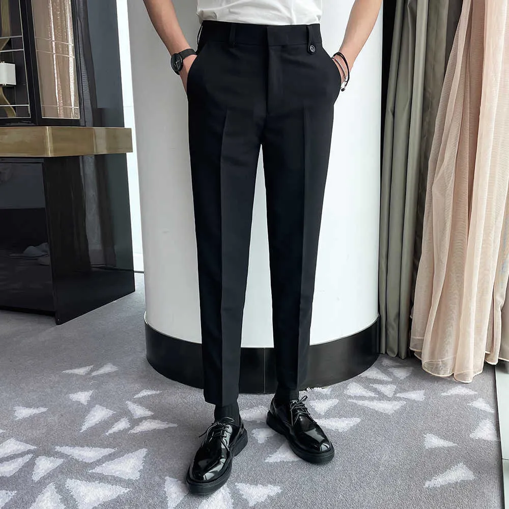 Fashion Men Business Dress Pants Formal Office Social Pants Casual Slim  Wedding Trousers Streetwear Pantalon Homme Classique 210527