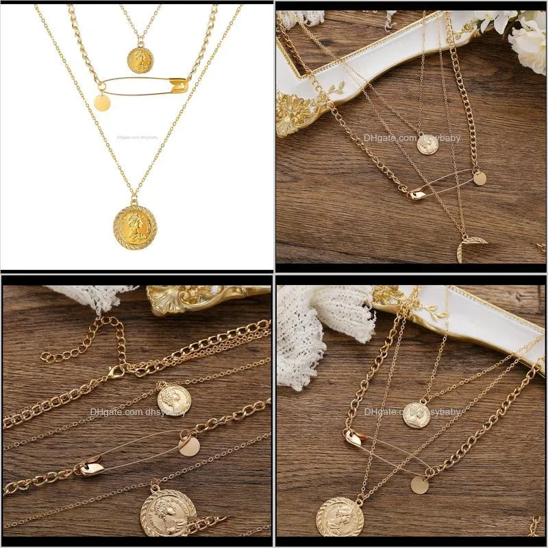 women bohemian ethnic style multi-layer pendant necklace creative simple geometric alloy clavicle chain fashion jewelry
