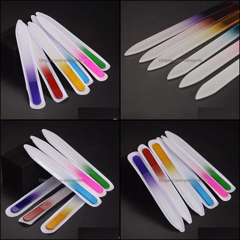 Glass Nail Files with Plastic Sleeve Durable Crystal File Nail Buffer Colorful Nail Files Fast Shipping
