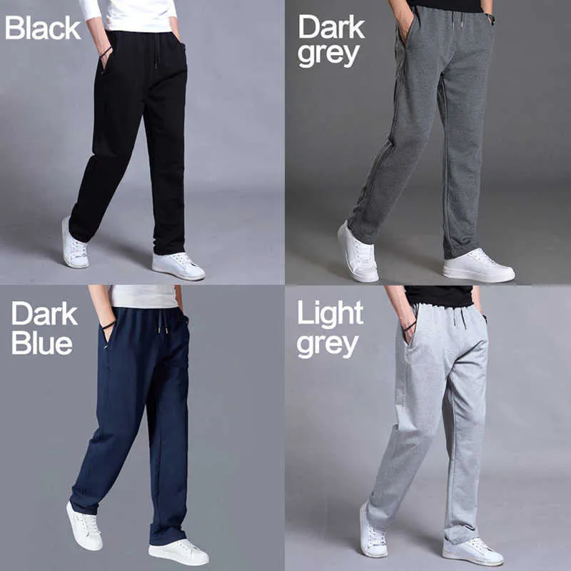 Men's Pants Cotton Solid Color Loose Elastic Sweatpants Casual Pant Trousers Jogging Knit Tracksuit Sports Pants 5XL Summer Hot Y0811