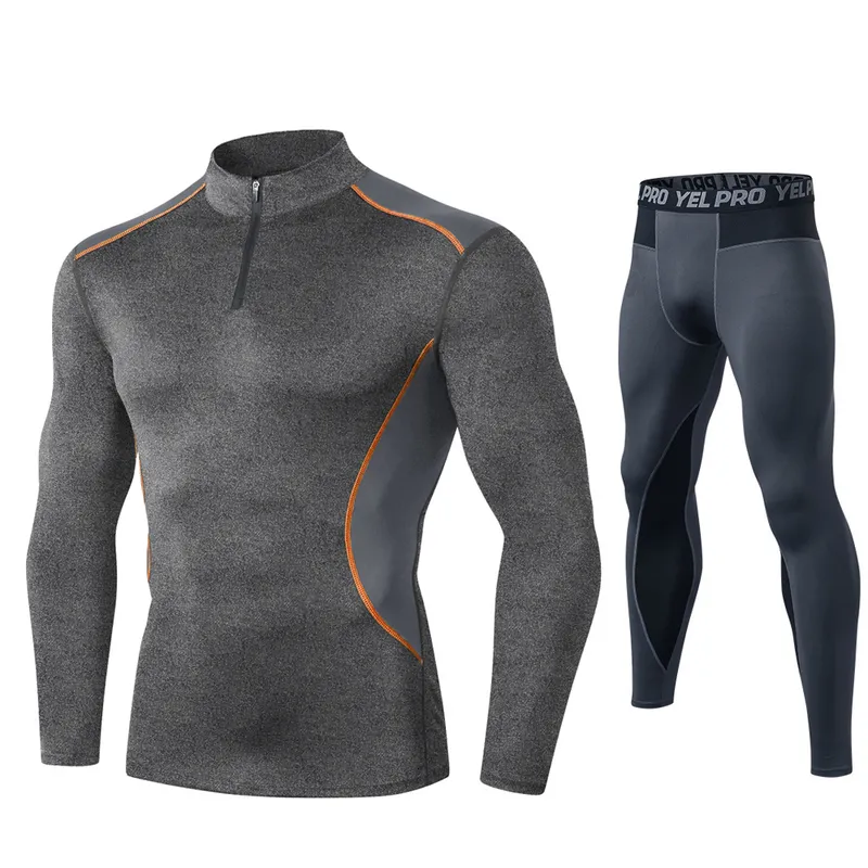 High Fanceey Kołnierz Winter Thermo Men Long Johns Thermal Clothing Kit Rashgard Kit Sport Compression Bielizna 1977