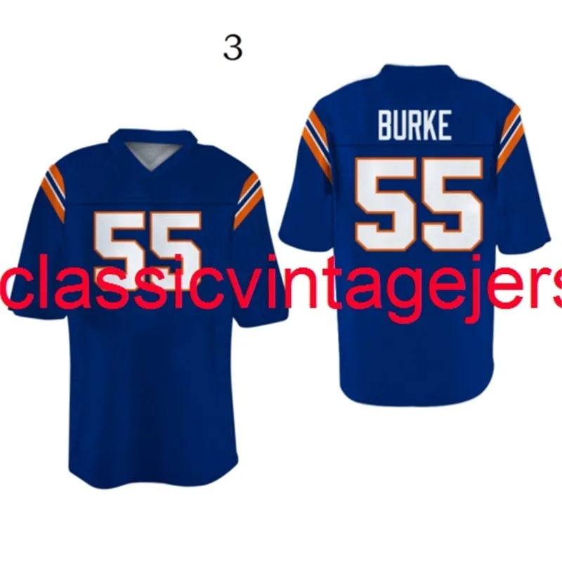 Gestikt Mannen Vrouwen Jeugd Tiener Film Jersey #55 Burke Voetbal Jersey Borduurwerk Custom XS-5XL 6XL