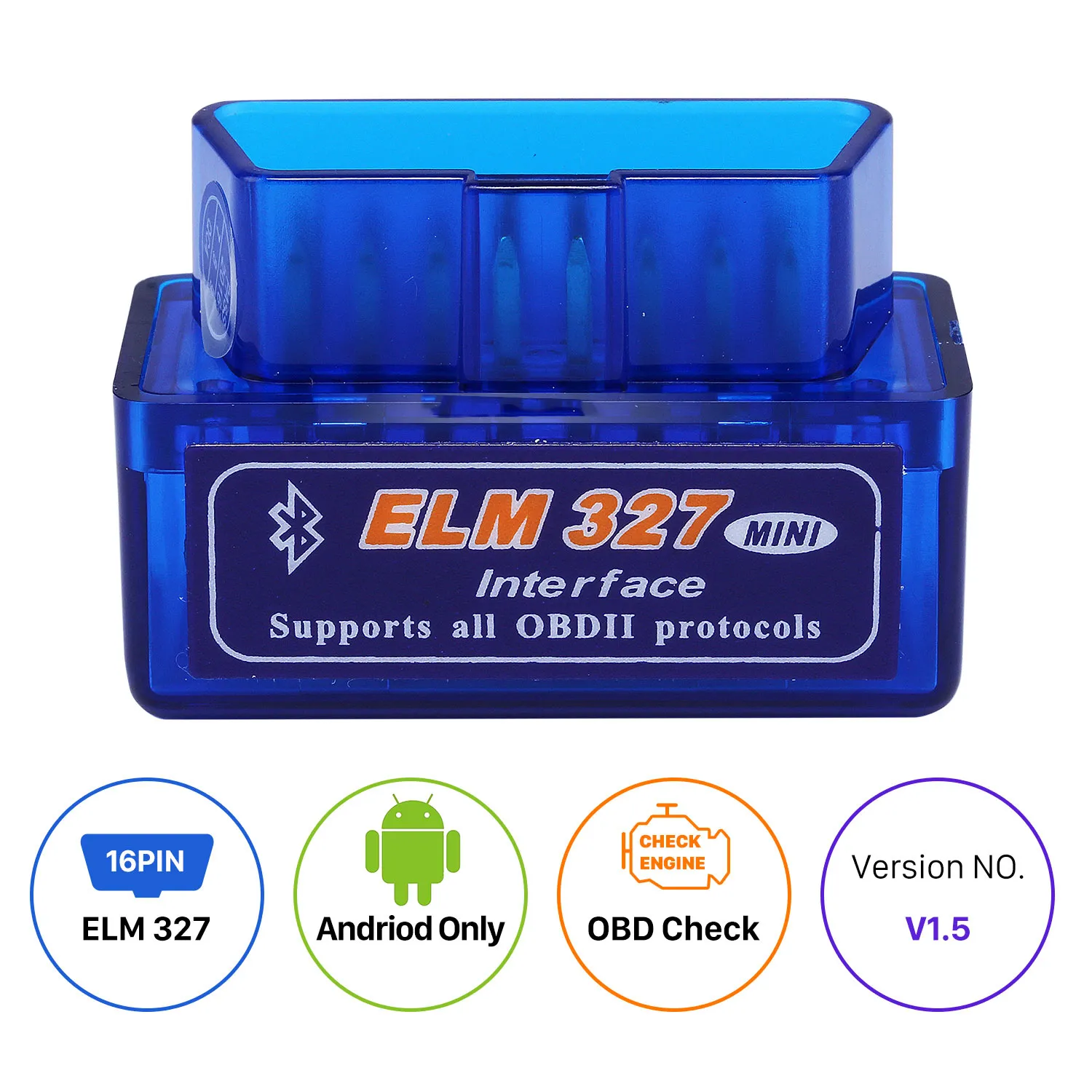 スーパーミニV1.5 ELM327 OBD OBD2 Bluetoothインターフェースオートカースキャナー診断ツールアフターマーケットラジオ