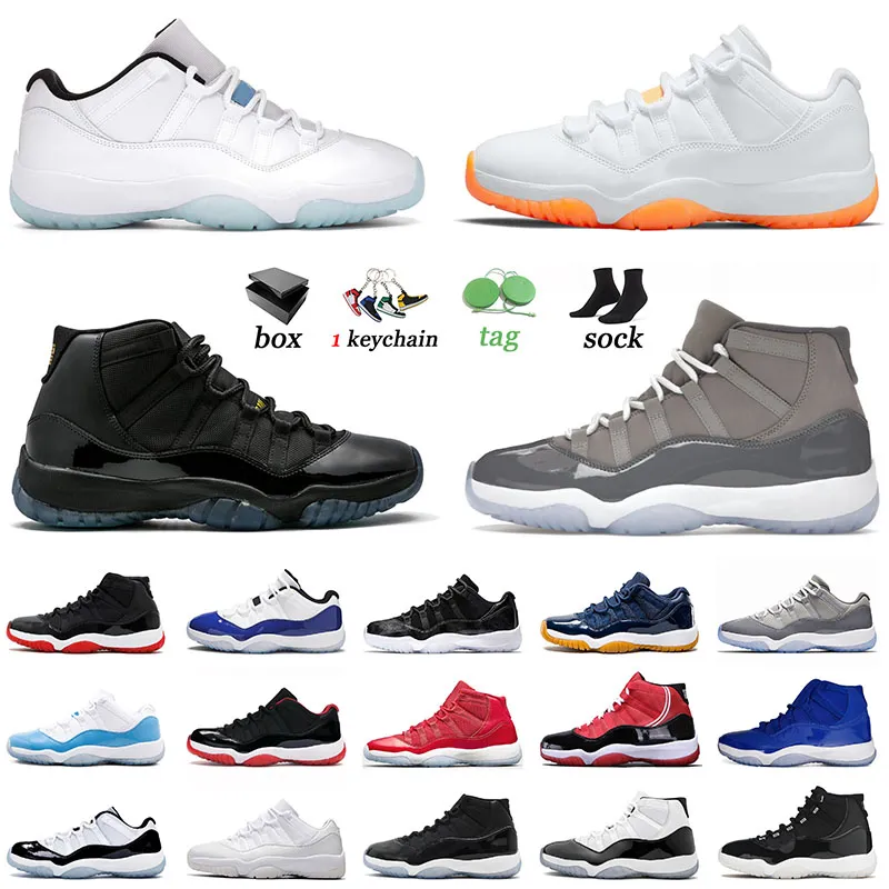 أحذية كرة السلة الرجعية في الأردن Air Jordan 11 Mens Womens Cool Gray Space Jam High Concord 11s Xi Citrus Low Legend Blue Designer Sneakers مع Box