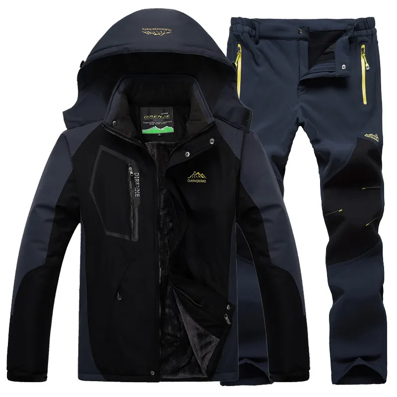 Outdoor Stormsuit heren winter waterdichte pluche verdikte pak katoenen jas