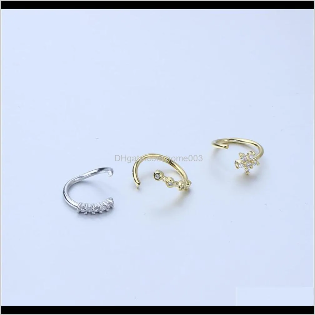 human body jewelry bone piercing nail set color prerving electroplated plum blossom zircon nose ring