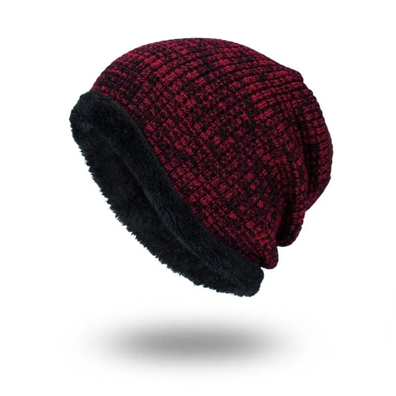 Berets Men's Winter Hat Fashion Fleece Skiing Beanies Caps Warm Knitted Beanie Bonnet Hats Men Gorros Invierno Cappelli HE64