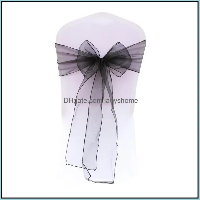 25pcs Organza Chair Sash Bow For Wedding Party Cover Banquet Baby Shower Xmas Decoration Sheer Organzas Fabric Supply HWB6141