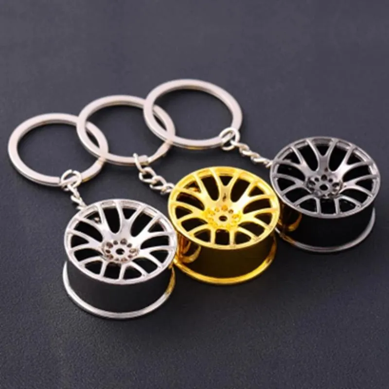 Interiördekorationer Auto Hub KeyChain Wheel Rim Car Keyring Luxury Zinc Eloy Key Tire Styling Chain för