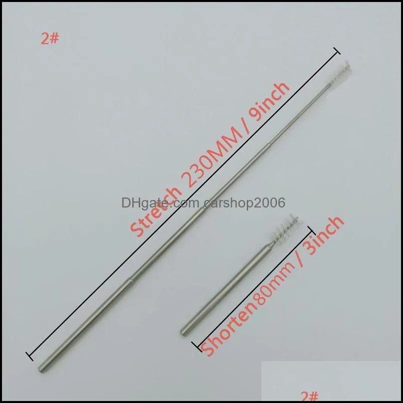 Portable Stainless Steel Telescopic Cleaning Brush For Metal Drinking Straws Collapsible Easy To Carry Reusable Straw Clean Brush DBC