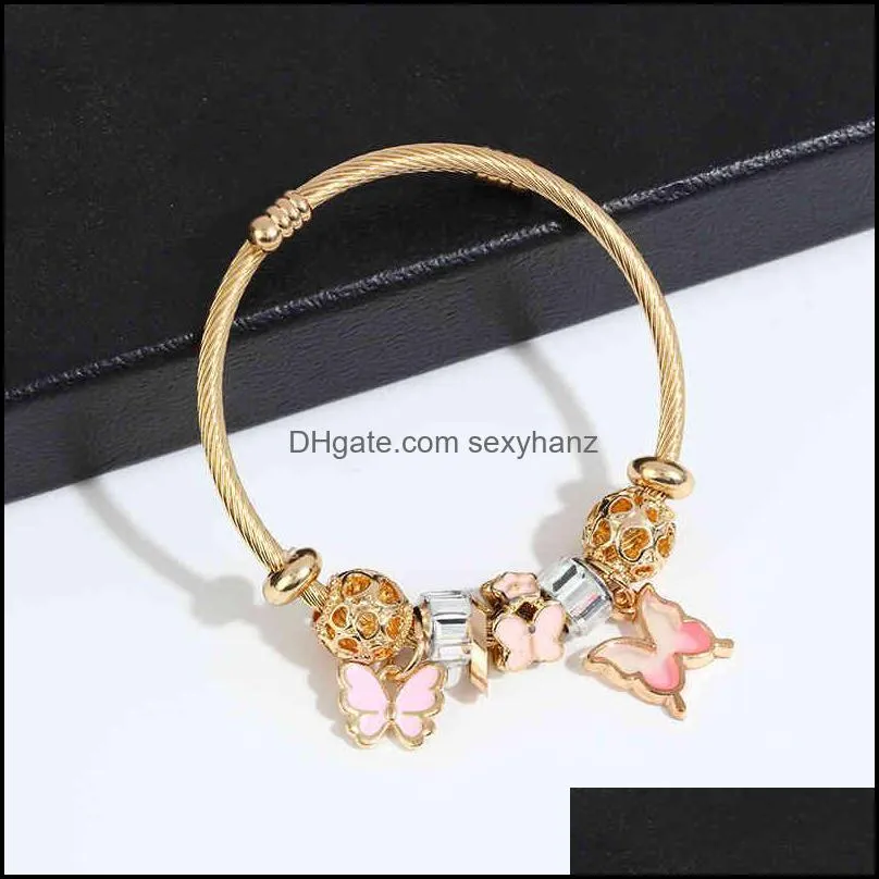 Bracelets bracelet version east gate alloy net Beaded Butterfly Pendant creative small  and fashionable