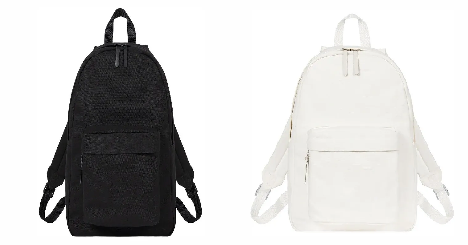 Wysokiej jakości płótno plecak logo czarny biały kolor w magazynie torba szkolna kobiety mężczyźni dzieci torby na zewnątrz