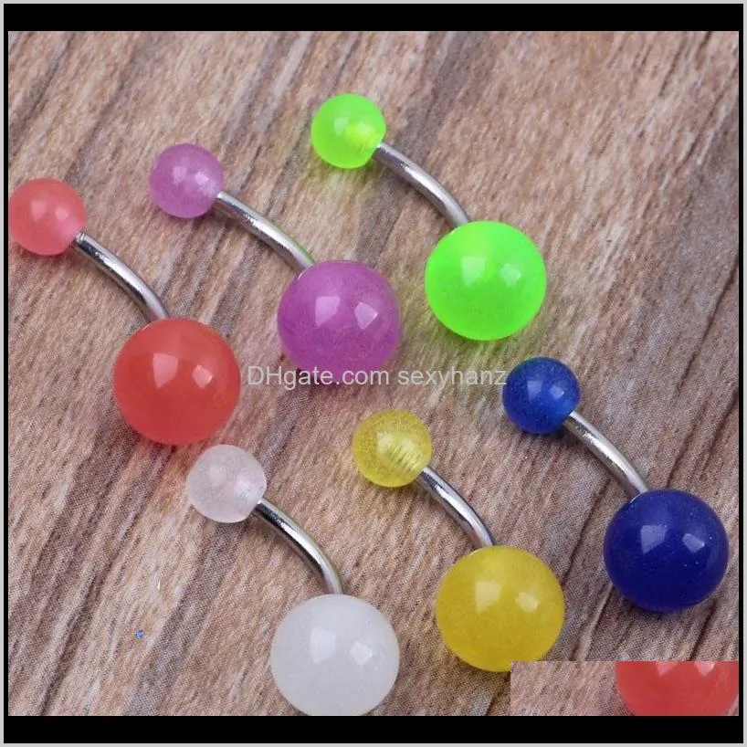 belly nave bar 100pcs/lot mix 6 colors glow in dark body piercing jewelry belly buttonring