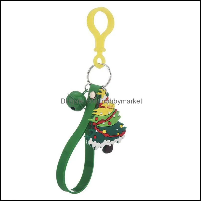 2021 Fashion Keychain PVC soft rubber silicone key chain creative old Snowman elk Doll Christmas Tree Pendant