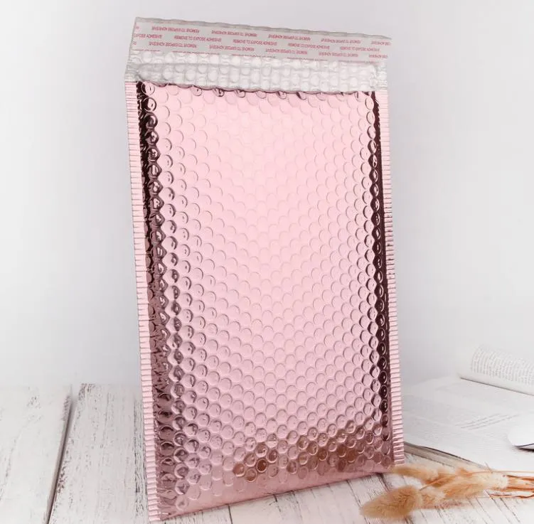 Rose Gold Bubble Envelope Package Bag Rose Gold Foil Shockproof Bubble Mailer Gift Packaging Wedding Favor Bag Multisize