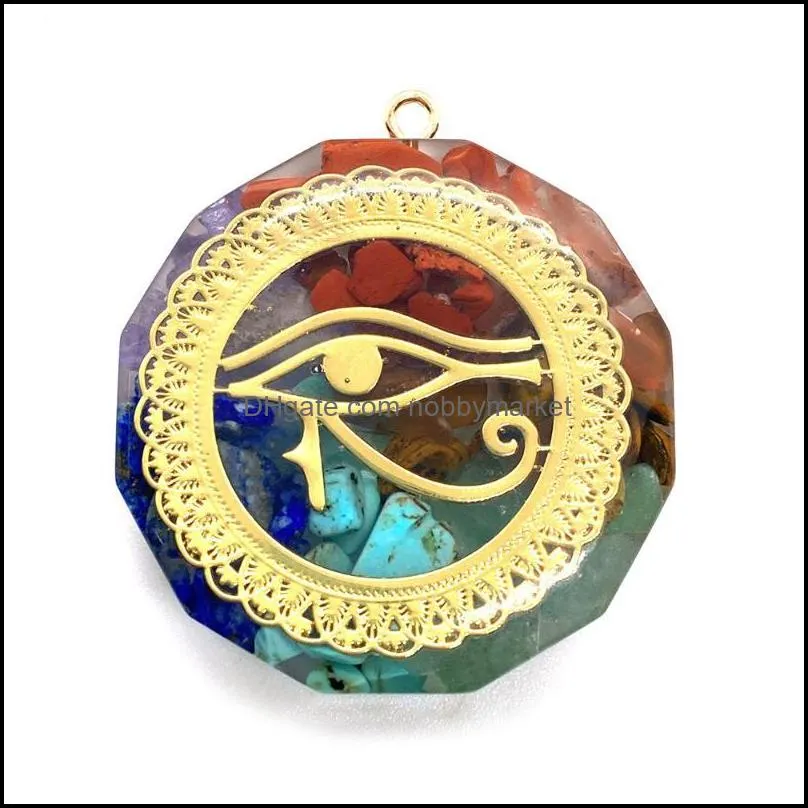 Charms Seven Chakra Natural Stone Pendant Exquisite Jewelry Sacred Geometry Power Amulet Aura 34mm