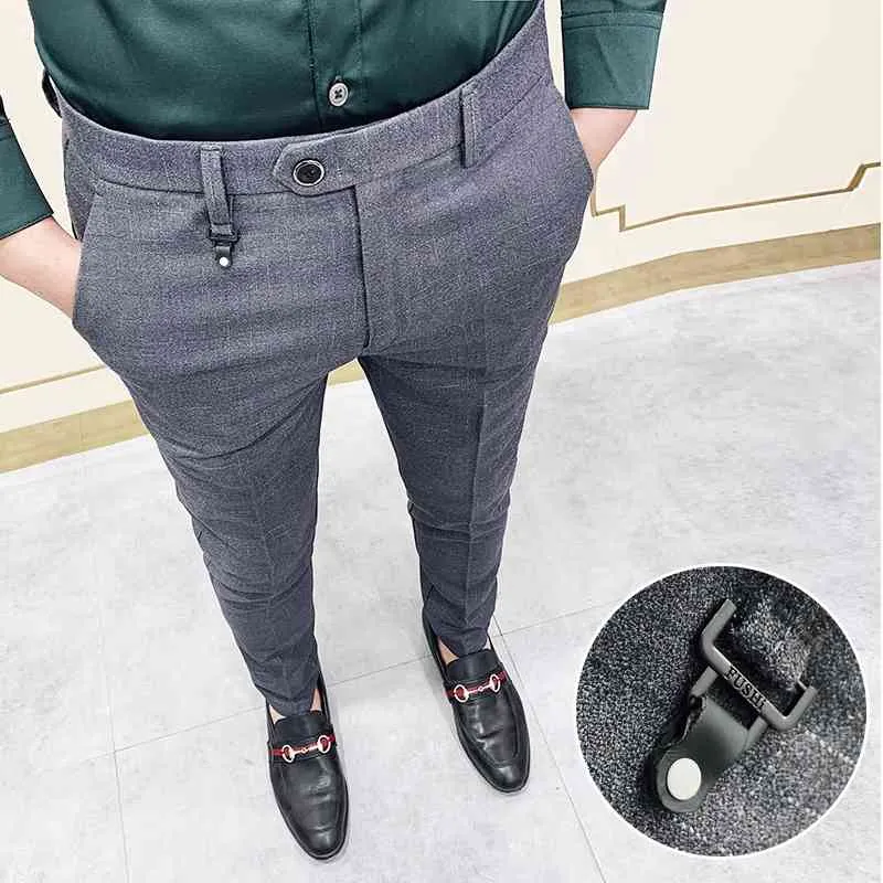 Brand Clothing Autumn Winter Men's Suit Pants Business Elastic Waist Korean Formal  Pant Thick Ankle Trousers Male Oversized 40 - AliExpress