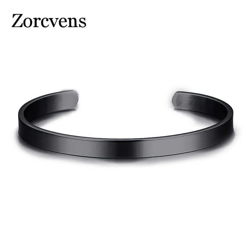 Zorcvens Högpolerad spegel Rostfritt stål Manschettband Armband för män Kvinna Gåvor Q0719