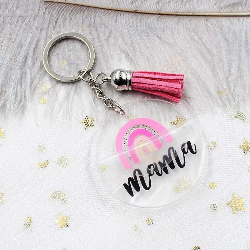 Mother`s Day Gift MAMA Acrylic Keychain Pendant Tassel Keychain Luggage Decorative Keyring Key Chain