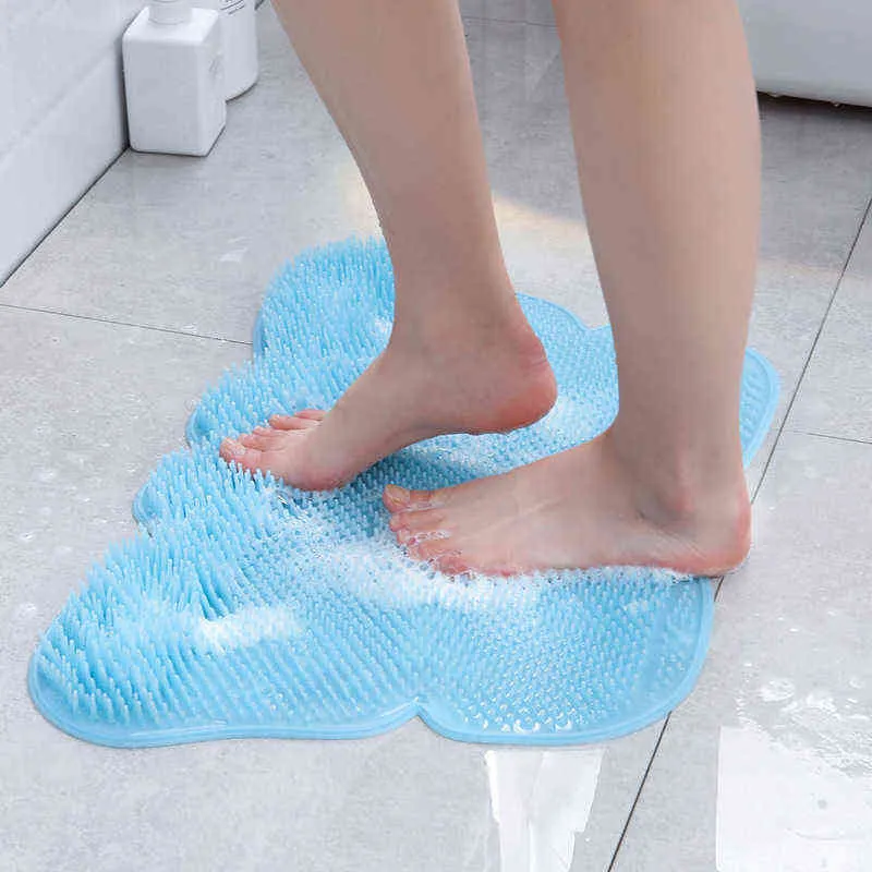 Badrumsmatta Set mattor Mjukt silikon Lazy Foot Tvätt Artifact Rubbing Massage Rengöring Pad Cup Non-Slip Mat Bath Rug 211109
