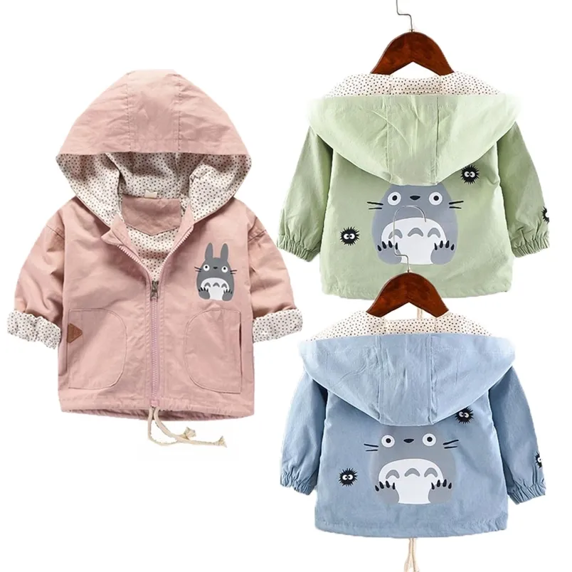 Baby Girls Coats Cartoon Totoro Hoodies Jacket For Autumn Kids Sweatshirt Lovely Windbreaker Children Outerwear 211011