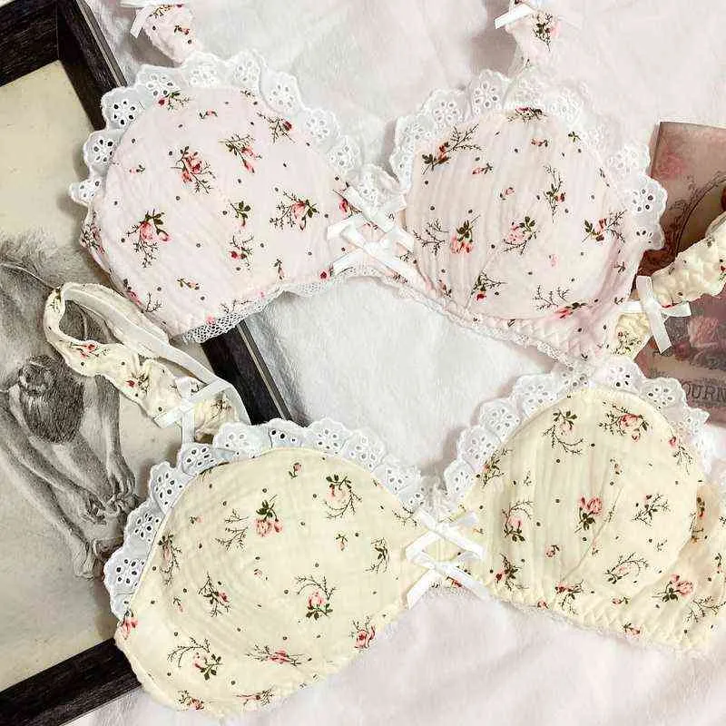 NXY sexy set Kawaii Lingerie Seamless Lounge Underwear Set Women Girls Japanese Sexy Ruffles Bra and Panty Briefs Floral Cotton Bra Panties 1202