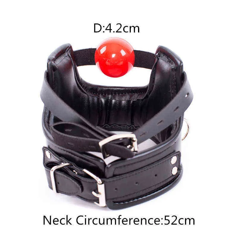 NXYSm bonsage Bdsm Bondage Flirt Toys of Sex Slave Spong Leather Adjustable Collar with Silicone Open Mouth Ball Gag for Men Women Couples 1126