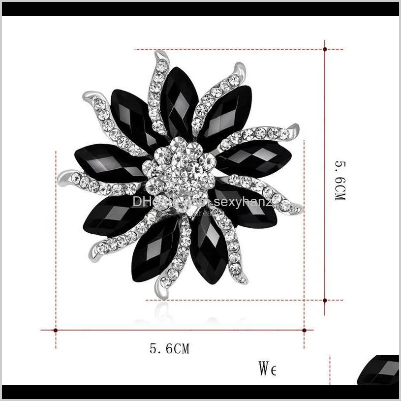 business black flower brooch crystal wedding bouquet brooch pins women dress suits brooches fashion jewelry will and sandy gift