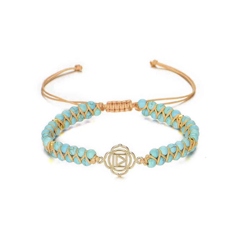 Hot Selling New Style 7 Chakras Turquoise Double Layer Bracelet for Women in Stock