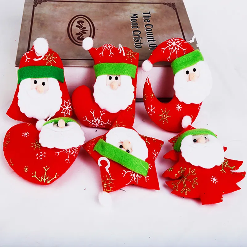 6 Styl Merry Christmas Santa Claus Ornament Księżyc Dzwon Pięcioksiężne Gwiazda Xmas Drzewo Wiszące Wisiorki Nowy Rok Home Party Wakacje Dekoracja TR0103