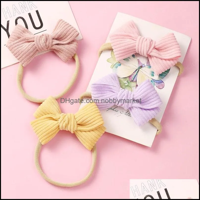 Baby Headband Stripe Infant Thin Nylon Hair Accessories Solid Color For Girls Autumn Winter Hairbands Children Corduroy Turban