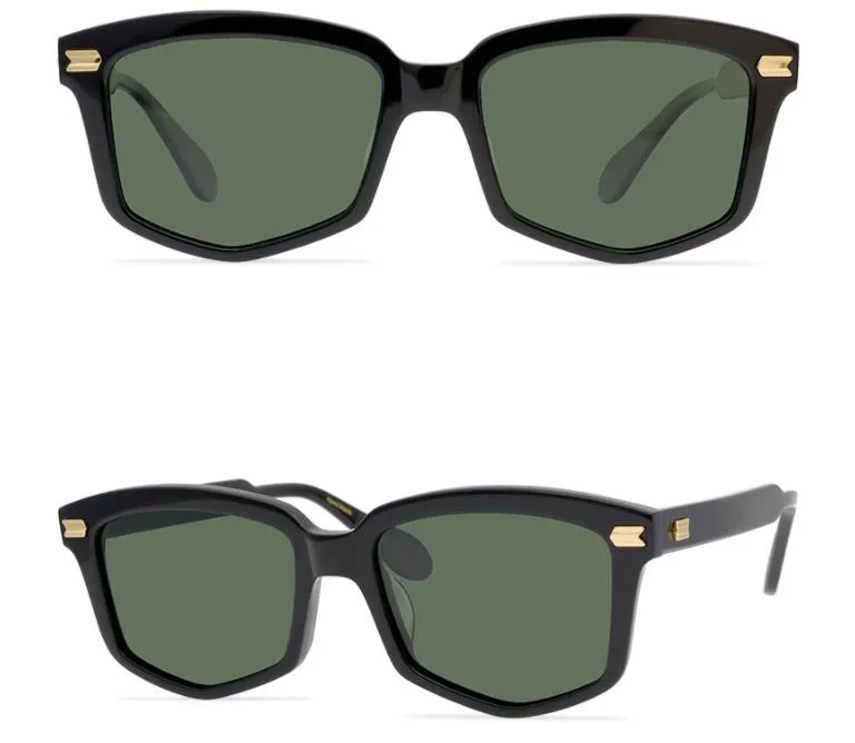 Homens Polarizado Óculos de Sol Marca Marca Máscaras Mulheres Eyewear Top Qualitly UV Proteção UV Irregular Quadro Poligonal Verde Lentes Cinzentas Sun óculos de sol com caso